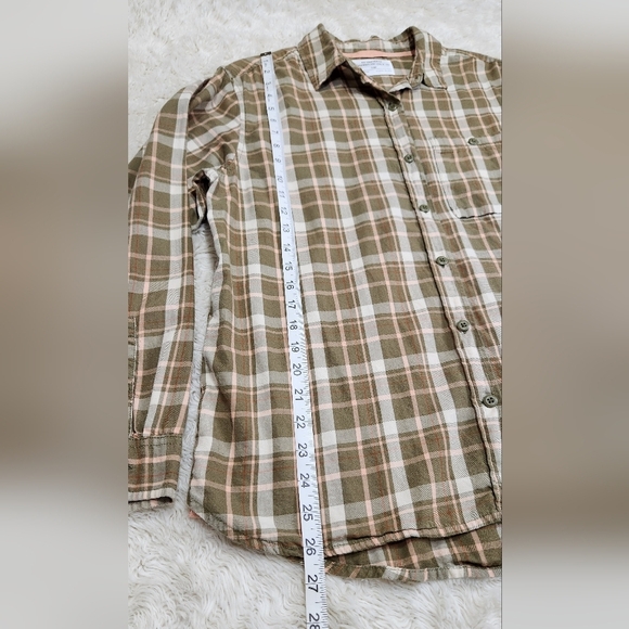 REI Co-Op Northwoods Button-up Shirt Tan Green Pink Sz Large Plaid 100% Cotton - Picture 6 of 11